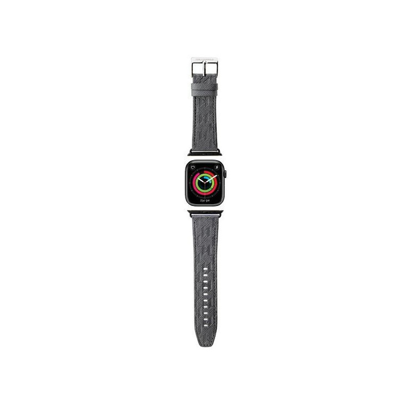 Pasek Karl Lagerfeld Saffiano Monogram na Apple Watch 42/ 44/ 45/ 49mm - srebrny Pasek Karl Lagerfeld Saffiano Monogram na Apple Watch 42/ 44/ 45/ 49mm - srebrny