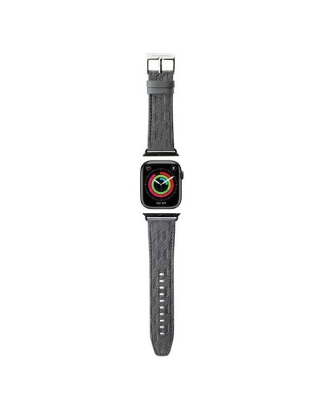 Pasek Karl Lagerfeld Saffiano Monogram na Apple Watch 42/ 44/ 45/ 49mm - srebrny Pasek Karl Lagerfeld Saffiano Monogram na Apple Watch 42/ 44/ 45/ 49mm - srebrny