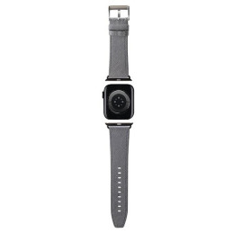 Pasek Karl Lagerfeld Saffiano Monogram na Apple Watch 42/ 44/ 45/ 49mm - srebrny