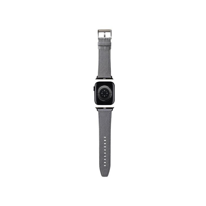 Pasek Karl Lagerfeld Saffiano Monogram na Apple Watch 42/ 44/ 45/ 49mm - srebrny