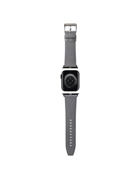 Pasek Karl Lagerfeld Saffiano Monogram na Apple Watch 42/ 44/ 45/ 49mm - srebrny Pasek Karl Lagerfeld Saffiano Monogram na Apple Watch 42/ 44/ 45/ 49mm - srebrny