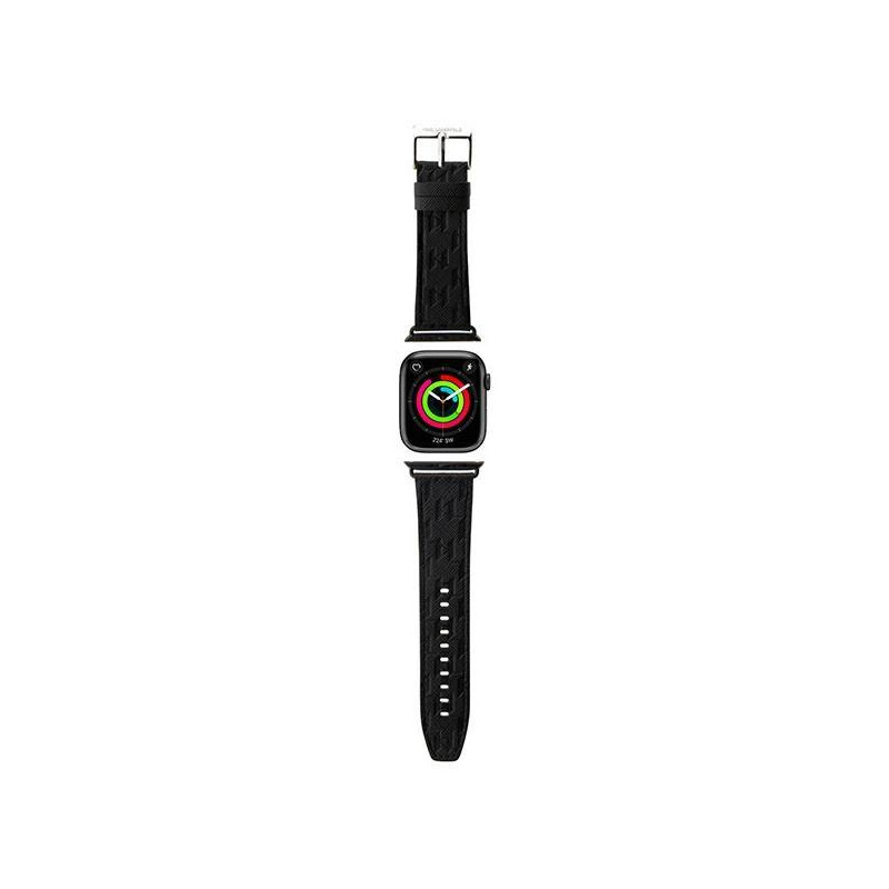 Pasek Karl Lagerfeld Saffiano Monogram na Apple Watch 38/ 40/ 41mm - czarny