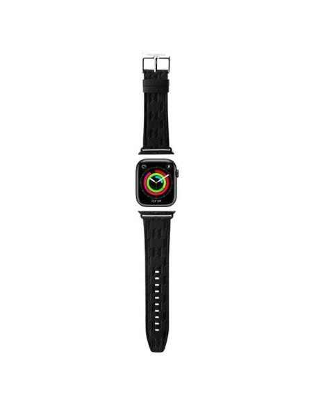 Pasek Karl Lagerfeld Saffiano Monogram na Apple Watch 38/ 40/ 41mm - czarny Pasek Karl Lagerfeld Saffiano Monogram na Apple Watch 38/ 40/ 41mm - czarny