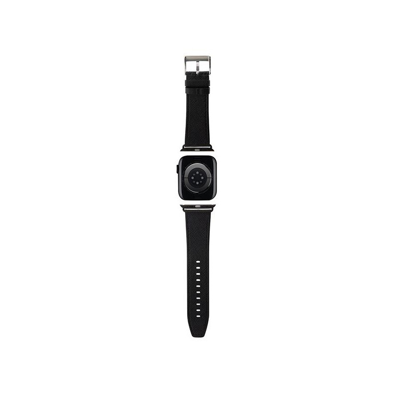 Pasek Karl Lagerfeld Saffiano Monogram na Apple Watch 38/ 40/ 41mm - czarny