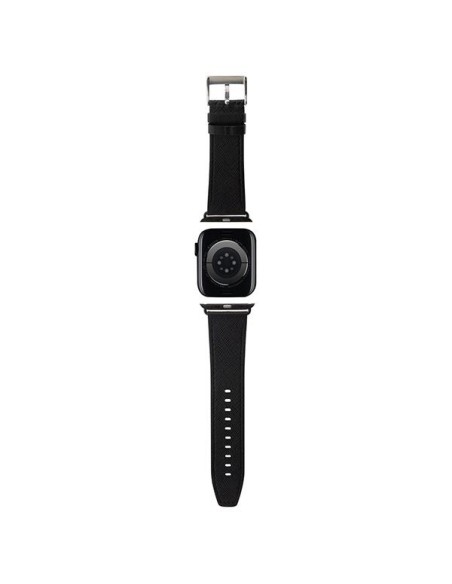 Pasek Karl Lagerfeld Saffiano Monogram na Apple Watch 38/ 40/ 41mm - czarny Pasek Karl Lagerfeld Saffiano Monogram na Apple Watch 38/ 40/ 41mm - czarny