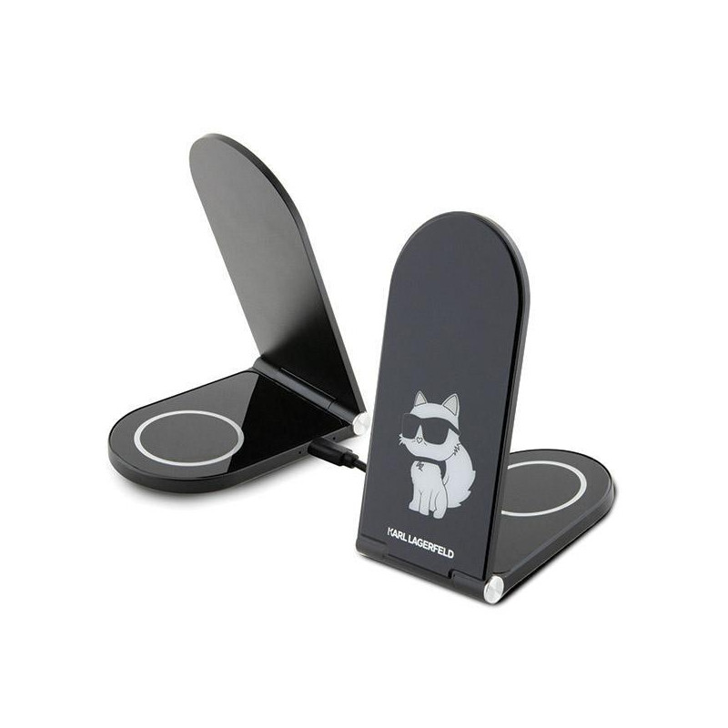 Ładowarka Karl Lagerfeld Choupette MagSafe indukcyjna 15W składana 2w1 - czarna Ładowarka Karl Lagerfeld Choupette MagSafe indukcyjna 15W składana 2w1 - czarna
