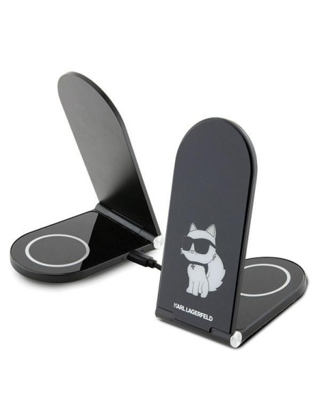 Ładowarka Karl Lagerfeld Choupette MagSafe indukcyjna 15W składana 2w1 - czarna Ładowarka Karl Lagerfeld Choupette MagSafe indukcyjna 15W składana 2w1 - czarna