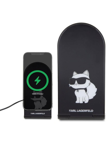 Ładowarka Karl Lagerfeld Choupette MagSafe indukcyjna 15W składana 2w1 - czarna Ładowarka Karl Lagerfeld Choupette MagSafe indukcyjna 15W składana 2w1 - czarna