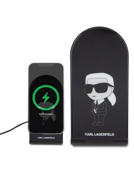 Ładowarka Karl Lagerfeld Ikonik MagSafe indukcyjna 15W składana 2w1 - czarna