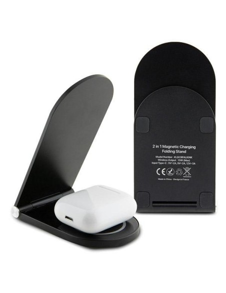 Ładowarka Karl Lagerfeld Ikonik MagSafe indukcyjna 15W składana 2w1 - czarna