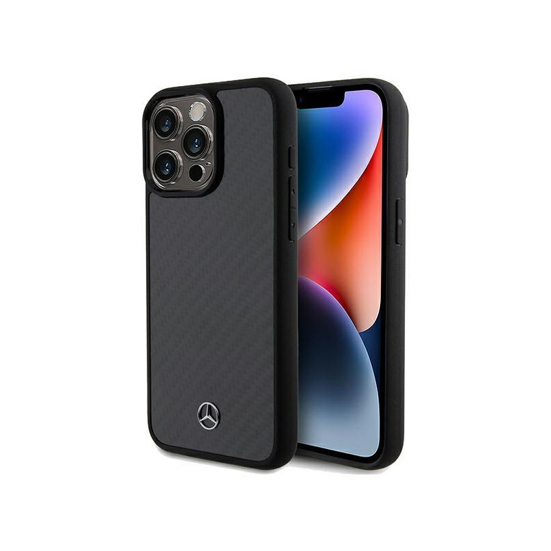 Etui Mercedes Carbon Fiber Dynamic na iPhone 15 Pro Max - czarne Etui Mercedes Carbon Fiber Dynamic na iPhone 15 Pro Max - czarne