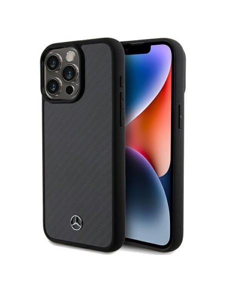 Etui Mercedes Carbon Fiber Dynamic na iPhone 15 Pro Max - czarne Etui Mercedes Carbon Fiber Dynamic na iPhone 15 Pro Max - czarne