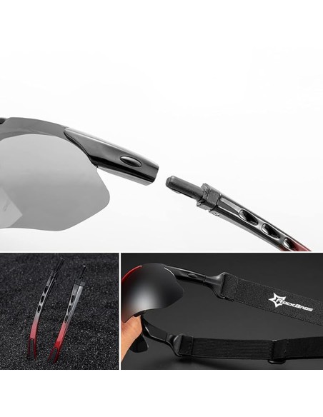 Okulary rowerowe Rockbros 10141 fotochromowe UV400 - czerwone Okulary rowerowe Rockbros 10141 fotochromowe UV400 - czerwone