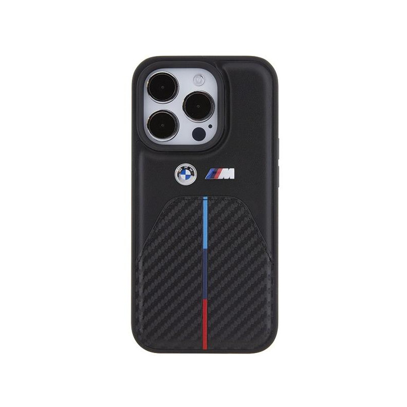 Etui BMW Stamped Tricolor Stripe na iPhone 15 Pro - czarne