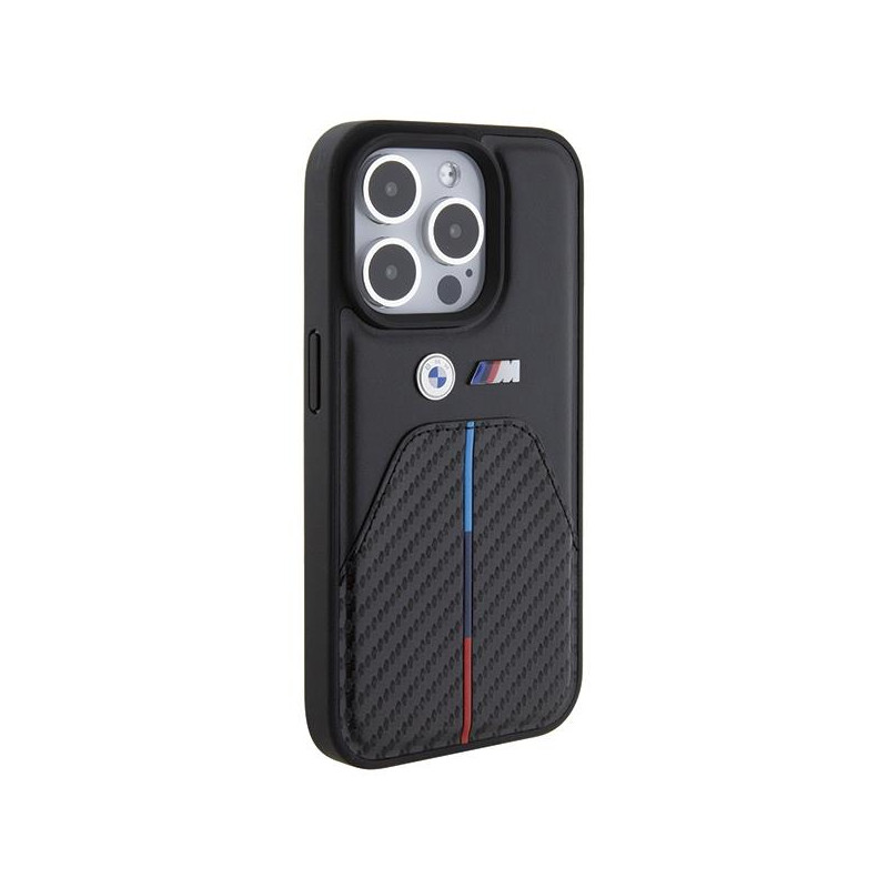 Etui BMW Stamped Tricolor Stripe na iPhone 15 Pro - czarne