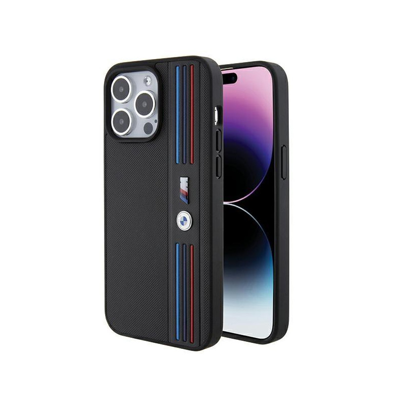 Etui BMW Tricolor M Collection na iPhone 15 Pro - czarne Etui BMW Tricolor M Collection na iPhone 15 Pro - czarne