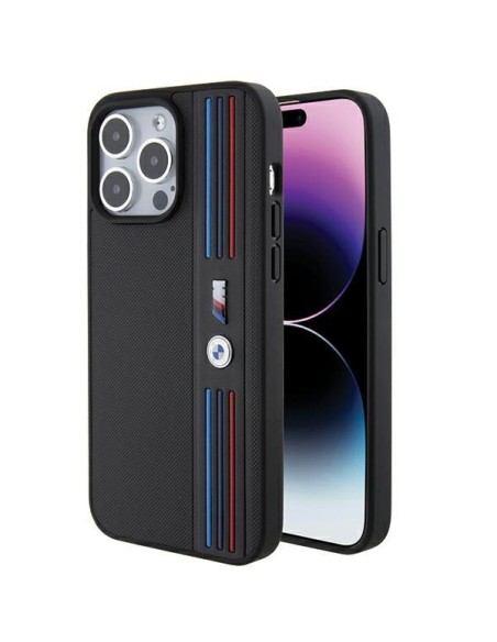 Etui BMW Tricolor M Collection na iPhone 15 Pro Max - czarne Etui BMW Tricolor M Collection na iPhone 15 Pro Max - czarne