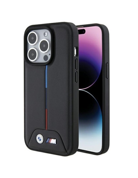 Etui BMW Quilted Tricolor na iPhone 15 Pro Max - czarne Etui BMW Quilted Tricolor na iPhone 15 Pro Max - czarne