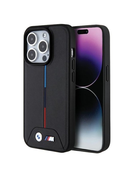Etui BMW Quilted Tricolor MagSafe na iPhone 15 Pro - czarne