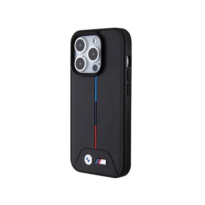 Etui BMW Quilted Tricolor MagSafe na iPhone 15 Pro - czarne