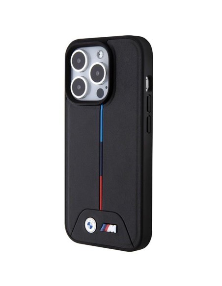 Etui BMW Quilted Tricolor MagSafe na iPhone 15 Pro - czarne