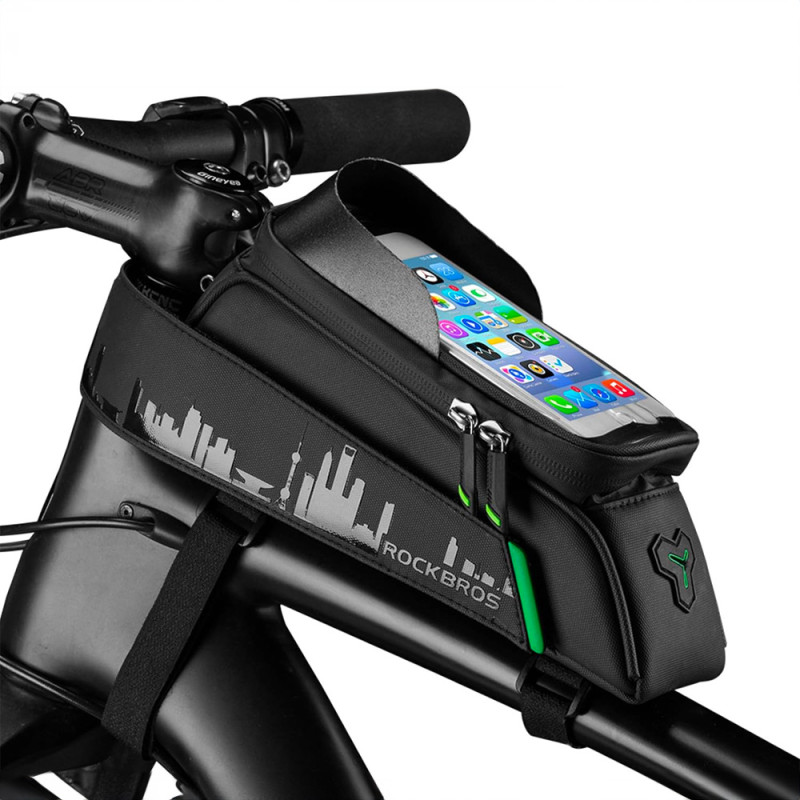 Sakwa rowerowa Rockbros 029-1BK na ramę z pokrowcem na telefon - czarna Sakwa rowerowa Rockbros 029-1BK na ramę z pokrowcem na telefon - czarna