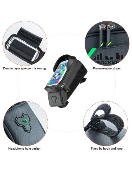 Sakwa rowerowa Rockbros 029-1BK na ramę z pokrowcem na telefon - czarna Sakwa rowerowa Rockbros 029-1BK na ramę z pokrowcem na telefon - czarna