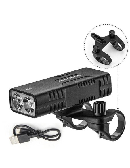 Lampka rowerowa Rockbros 24310002001 850 lm z funkcją powerbanku + kabel USB-C - USB-A - czarna Lampka rowerowa Rockbros 24310002001 850 lm z funkcją powerbanku + kabel USB-C - USB-A - czarna