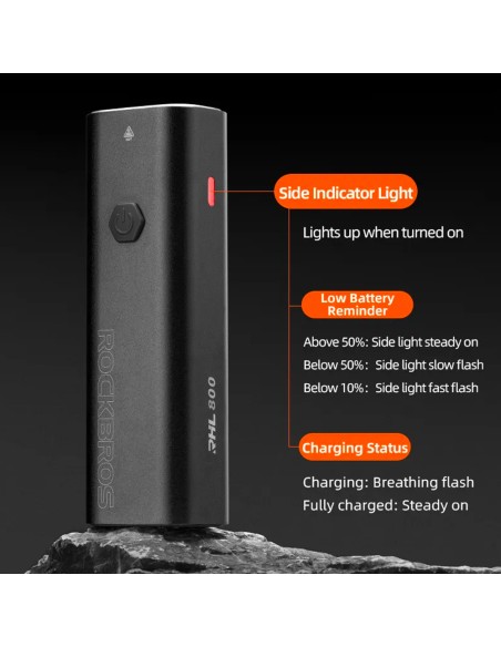 Lampka rowerowa przednia Rockbros 24710012001 800 lm + kabel USB-C - USB-A - czarna Lampka rowerowa przednia Rockbros 24710012001 800 lm + kabel USB-C - USB-A - czarna