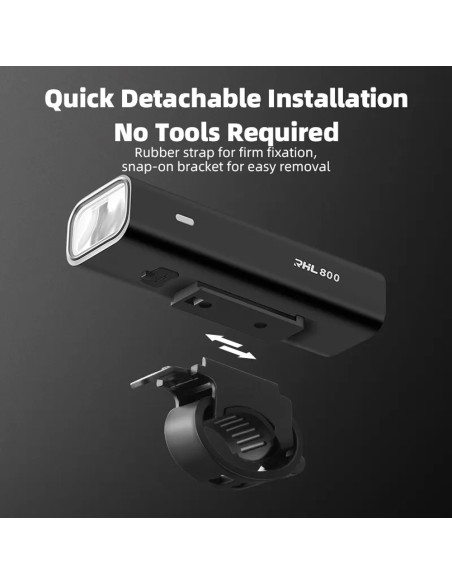 Lampka rowerowa przednia Rockbros 24710012001 800 lm + kabel USB-C - USB-A - czarna Lampka rowerowa przednia Rockbros 24710012001 800 lm + kabel USB-C - USB-A - czarna