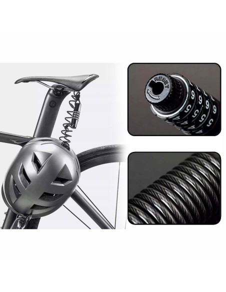 Zapięcie rowerowe Rockbros T609 na szyfr 1,5m - czarne