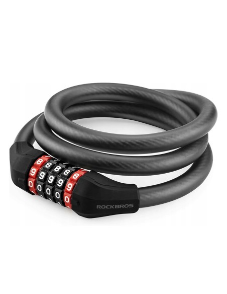 Zapięcie rowerowe Rockbros RKS507-1BK na szyfr 1,8m - czarne Zapięcie rowerowe Rockbros RKS507-1BK na szyfr 1,8m - czarne