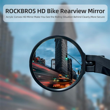 Lusterko rowerowe Rockbros 26210001004 wsteczne prawe - czarne Lusterko rowerowe Rockbros 26210001004 wsteczne prawe - czarne