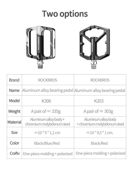 Zestaw pedałów rowerowych Rockbros K203-BK - czarny Zestaw pedałów rowerowych Rockbros K203-BK - czarny