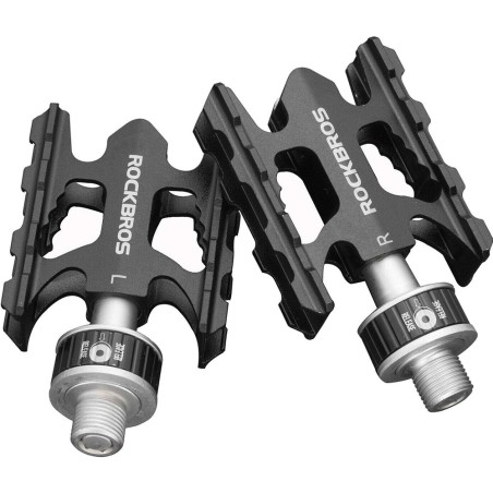 Zestaw pedałów Rockbros K320F-BK MTB ze stopu aluminium - czarne Zestaw pedałów Rockbros K320F-BK MTB ze stopu aluminium - czarne