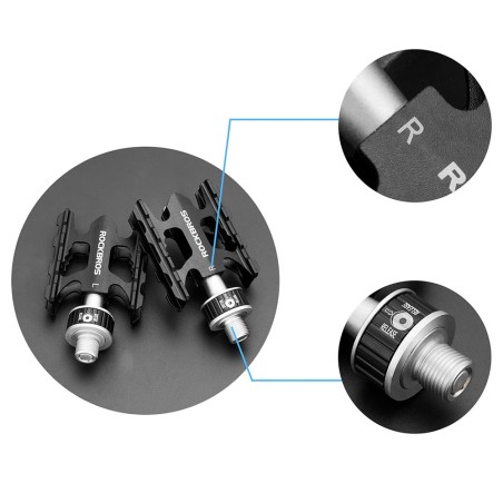 Zestaw pedałów Rockbros K320F-BK MTB ze stopu aluminium - czarne Zestaw pedałów Rockbros K320F-BK MTB ze stopu aluminium - czarne