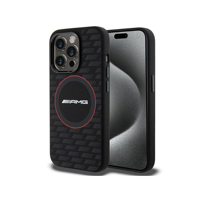 Etui AMG Silicone Carbon Pattern MagSafe na iPhone 15 Pro - czarne