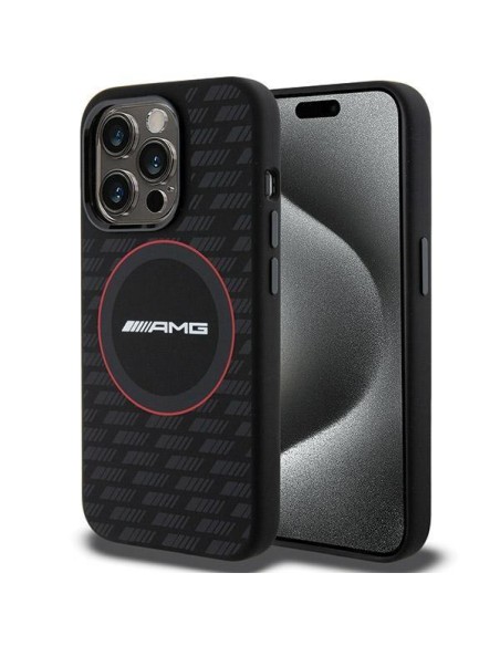 Etui AMG Silicone Carbon Pattern MagSafe na iPhone 15 Pro - czarne Etui AMG Silicone Carbon Pattern MagSafe na iPhone 15 Pro - czarne