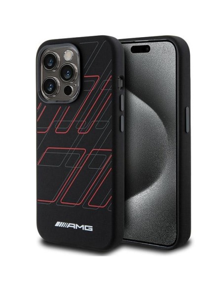 Etui AMG Silicone Large Rhombuses Pattern MagSafe na iPhone 15 Pro - czarne Etui AMG Silicone Large Rhombuses Pattern MagSafe na iPhone 15 Pro - czarne