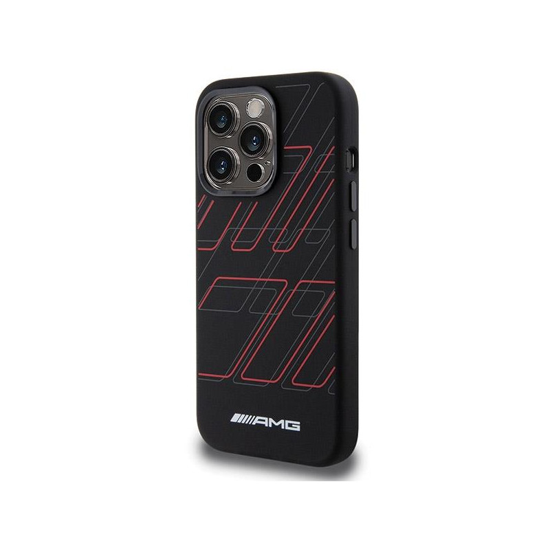 Etui AMG Silicone Large Rhombuses Pattern MagSafe na iPhone 15 Pro - czarne
