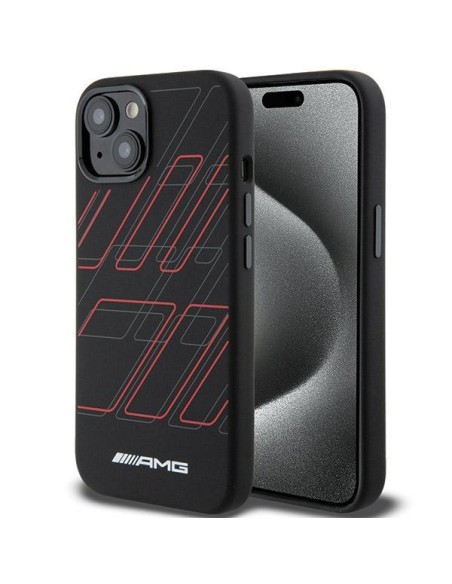 Etui AMG Silicone Large Rhombuses Pattern MagSafe na iPhone 15 Plus / 14 Plus - czarne