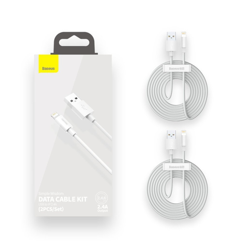 2x USB laidas Iphone žaibiškas greitas įkrovimas Maitinimo tiekimas 1,5 m baltas