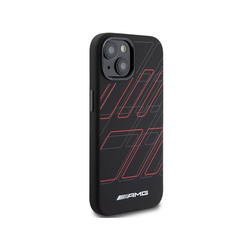 Etui AMG Silicone Large Rhombuses Pattern MagSafe na iPhone 15 Plus / 14 Plus - czarne