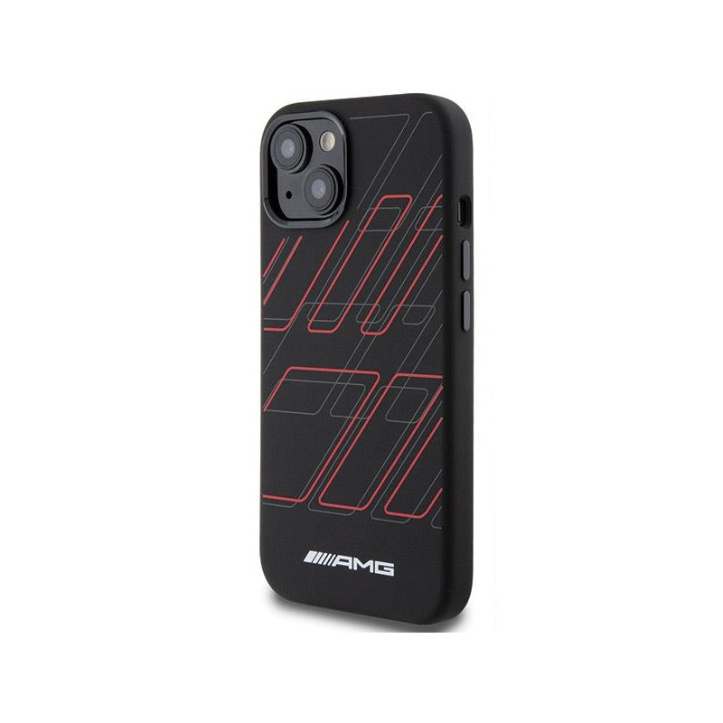 Etui AMG Silicone Large Rhombuses Pattern MagSafe na iPhone 15 / 14 / 13 - czarne
