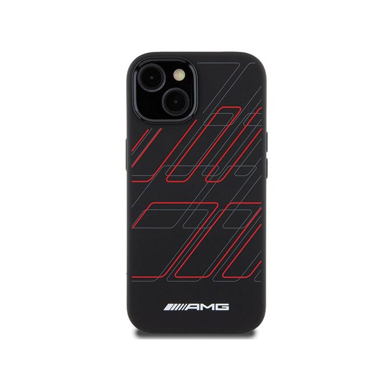 Etui AMG Silicone Large Rhombuses Pattern MagSafe na iPhone 15 / 14 / 13 - czarne