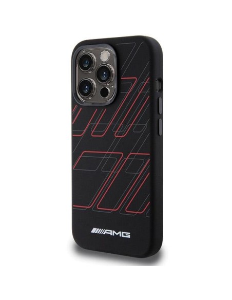 Etui AMG Silicone Large Rhombuses Pattern MagSafe na iPhone 15 Pro Max - czarne Etui AMG Silicone Large Rhombuses Pattern MagSafe na iPhone 15 Pro Max - czarne