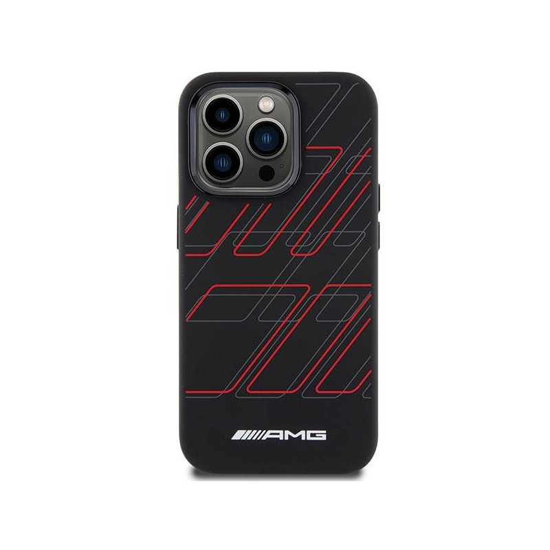 Etui AMG Silicone Large Rhombuses Pattern MagSafe na iPhone 15 Pro Max - czarne