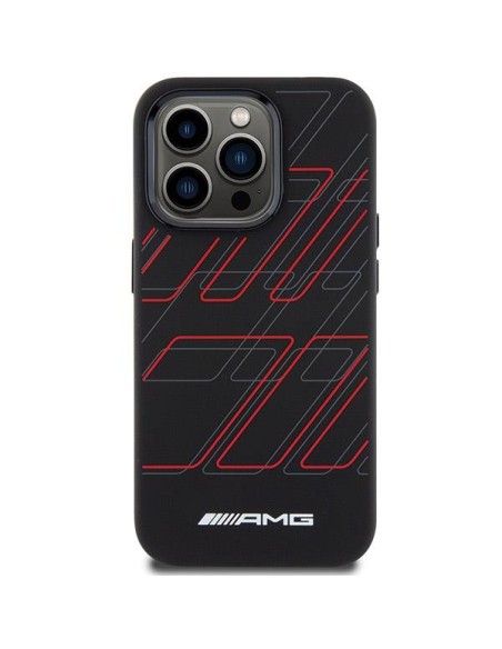Etui AMG Silicone Large Rhombuses Pattern MagSafe na iPhone 15 Pro Max - czarne Etui AMG Silicone Large Rhombuses Pattern MagSafe na iPhone 15 Pro Max - czarne