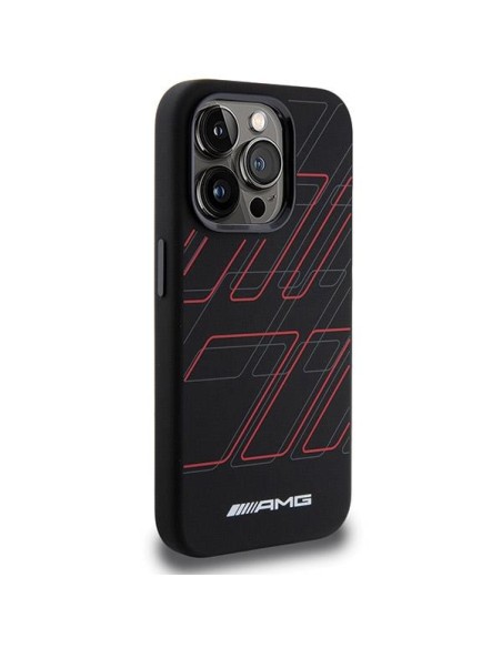 Etui AMG Silicone Large Rhombuses Pattern MagSafe na iPhone 15 Pro Max - czarne Etui AMG Silicone Large Rhombuses Pattern MagSafe na iPhone 15 Pro Max - czarne