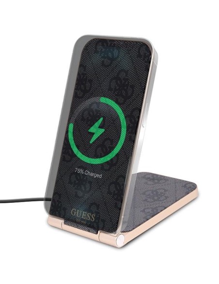 Ładowarka indukcyjna Guess 4G Pattern MagSafe składana 2w1 15W - czarna Ładowarka indukcyjna Guess 4G Pattern MagSafe składana 2w1 15W - czarna